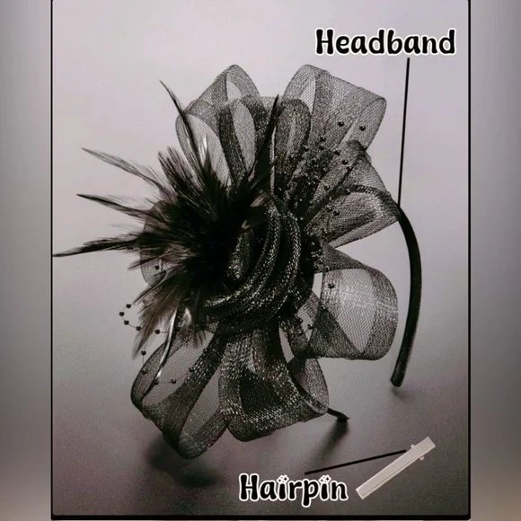 Fascinators Hat Women Tea Party Headband Flower Cocktail Mesh One Size Black NIP - Picture 5 of 9